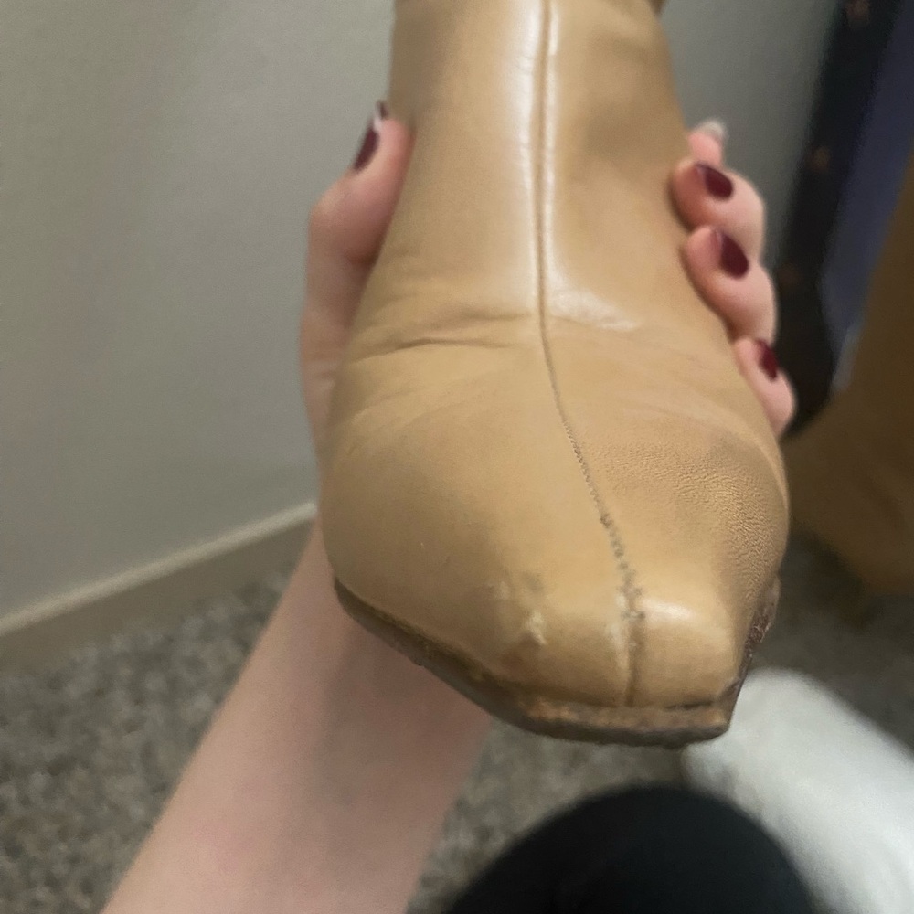 Used but amazing condition Nude pointed toe jimmy choo heeled boots